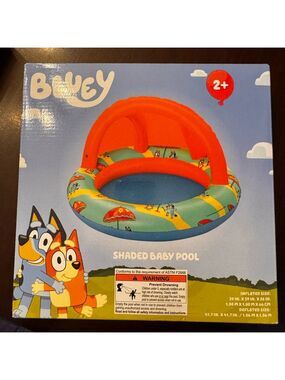 New Bluey Shaded Baby Pool - Orange and Blue